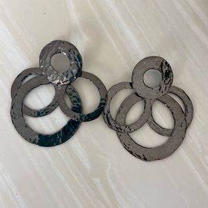 Hammered Pewter Hoops Earrings